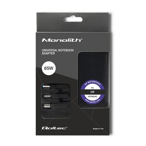 QOLTEC ZASILACZ SPECJALIZOWANY DO HP | 65W | 3 WTYCZKI QOLTEC ZASILACZ SPECJALIZOWANY DO HP | 65W | 3 WTYCZKI