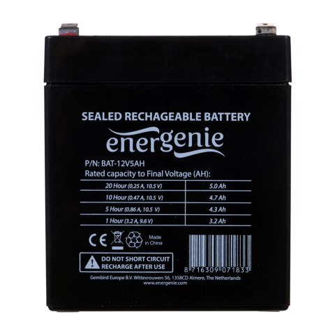 Akumulator uniwersalny GEMBIRD BAT-12V5AH (5000mAh) Akumulator uniwersalny GEMBIRD BAT-12V5AH (5000mAh)