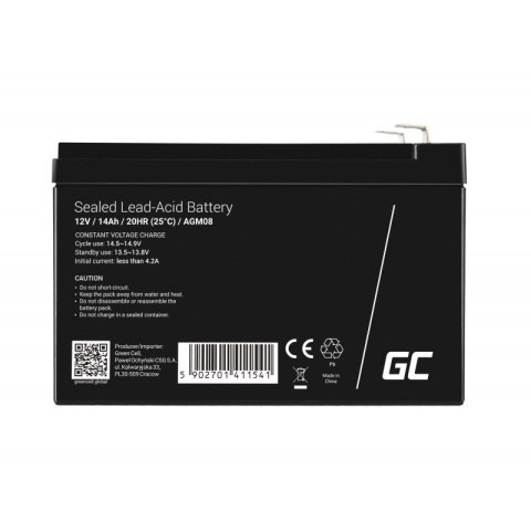 GREEN CELL AKUMULATOR ŻELOWY AGM08 12V 14AH GREEN CELL AKUMULATOR ŻELOWY AGM08 12V 14AH