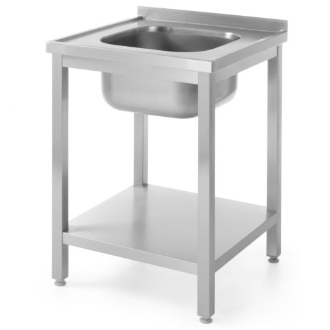 Stół blat roboczy stalowy z jednym zlewem 600x600mm i półką - Hendi 811856 Stół blat roboczy stalowy z jednym zlewem 600x600mm i półką - Hendi 811856