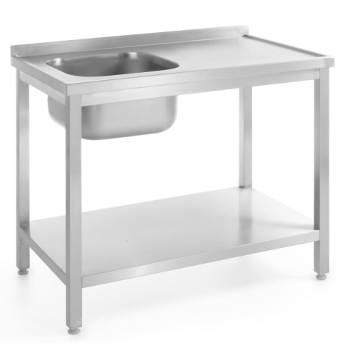 Stół blat roboczy gastronomiczny przyścienny ze zlewem i półką skręcany 100x60x85 cm LEWY - Hendi 812631 Stół blat roboczy gastronomiczny przyścienny ze zlewem i półką skręcany 100x60x85 cm LEWY - Hendi 812631