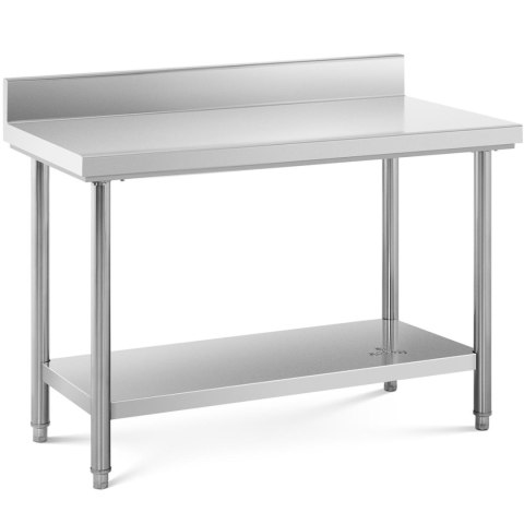 Stół blat roboczy stalowy nierdzewny przyścienny z rantem i półką 120x60cm Stół blat roboczy stalowy nierdzewny przyścienny z rantem i półką 120x60cm