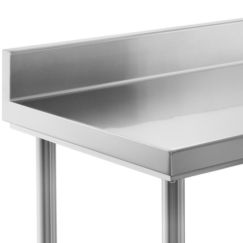 Stół blat roboczy stalowy nierdzewny przyścienny z rantem i półką 120x60cm Stół blat roboczy stalowy nierdzewny przyścienny z rantem i półką 120x60cm