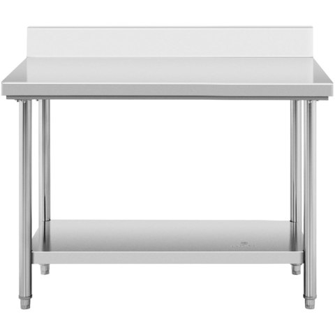 Stół blat roboczy stalowy nierdzewny przyścienny z rantem i półką 120x60cm Stół blat roboczy stalowy nierdzewny przyścienny z rantem i półką 120x60cm