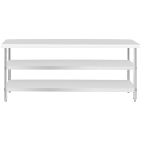 Stół do kuchni z 2 półkami stalowy nierdzewny 200 x 70cm