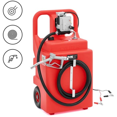Przenośny zbiornik paliwa z elektryczną pompą nalewakiem na kółkach 62 l/min 120 l Przenośny zbiornik paliwa z elektryczną pompą nalewakiem na kółkach 62 l/min 120 l