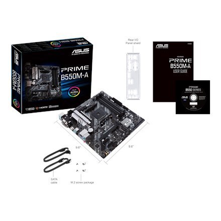 Asus | PRIME B550M-A | Processor family AMD | Processor socket AM4 | DDR4 | Memory slots 4 | Supported hard disk drive interface Asus | PRIME B550M-A | Processor family AMD | Processor socket AM4 | DDR4 | Memory slots 4 | Supported hard disk drive interface