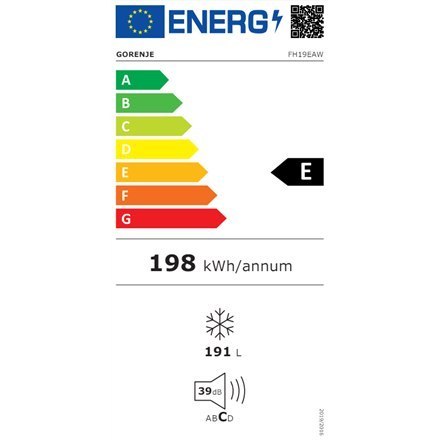 Gorenje Freezer FH19EAW, Energy efficiency class E, Chest, Free standing, Height 85.3 cm, Total net capacity 191 L, White Gorenje Freezer FH19EAW, Energy efficiency class E, Chest, Free standing, Height 85.3 cm, Total net capacity 191 L, White