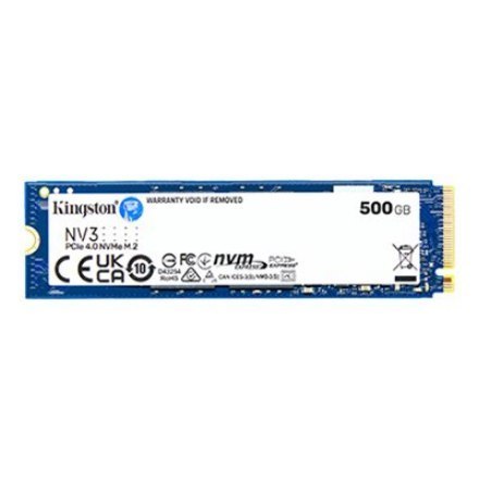 Kingston SSD | NV3 | 500 GB | SSD form factor M.2 2280 | Solid-state drive interface PCIe NVMe Gen 4.0 (x4) | Read speed 5000 MB Kingston SSD | NV3 | 500 GB | SSD form factor M.2 2280 | Solid-state drive interface PCIe NVMe Gen 4.0 (x4) | Read speed 5000 MB