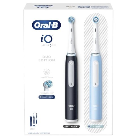 Oral-B | Seria iO3 | Elektryczna szczoteczka do zębów Duo Pack | Akumulatorowa | Dla dorosłych | Liczba główek szczoteczki w zes Oral-B | Seria iO3 | Elektryczna szczoteczka do zębów Duo Pack | Akumulatorowa | Dla dorosłych | Liczba główek szczoteczki w zes