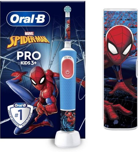 Oral-B | Vitality PRO Kids Spiderman | Elektryczna szczoteczka do zębów z etui podróżnym | Akumulatorowa | Dla dzieci | Niebiesk Oral-B | Vitality PRO Kids Spiderman | Elektryczna szczoteczka do zębów z etui podróżnym | Akumulatorowa | Dla dzieci | Niebiesk