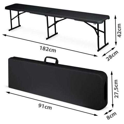 Ławka ogrodowa cateringowa składana 180 cm Plonos czarna
