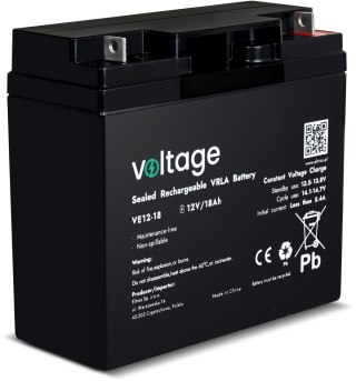 Akumulator AGM Voltage 12V 18Ah VE12-18 (Żywotność 6-9 lat)