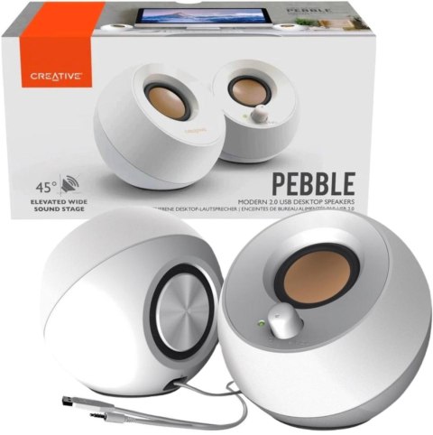 Głośniki komputerowe Creative Pebble 2.0 USB biały Głośniki komputerowe Creative Pebble 2.0 USB biały