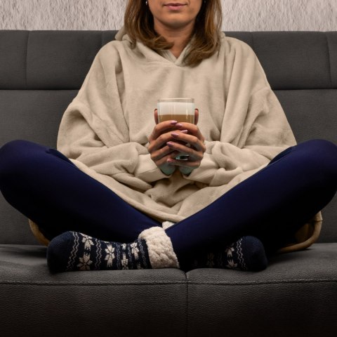 Bluzair Bluza Koc Hoodie Oversize Polska Beżowy