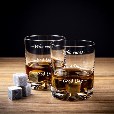 Etui na whisky i 2 szklanki Who cares prezent ślub