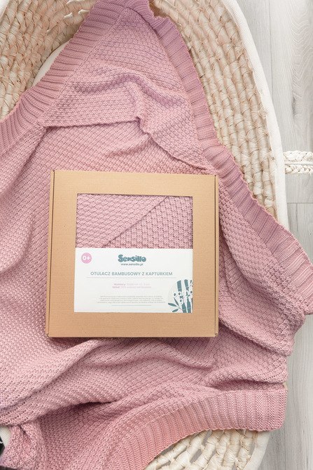 OTULACZ Z KAPTURKIEM 100% BAMBOO GIFT RÓŻOWY