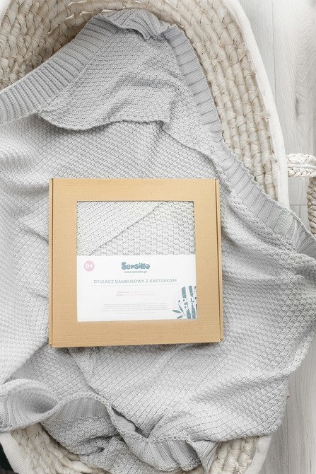 OTULACZ Z KAPTURKIEM 100% BAMBOO GIFT SZARY